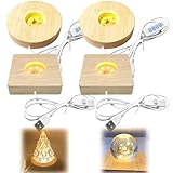 4 Stück LED Holzsockel, 3 Farben Holzbeleuchtung Einstellbar Holz LED...