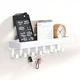 SWTYMIKI Schlüsselbrett mit Holztablett und 7 Haken -...