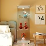 SHAODENG Glasvitrine, Vitrine mit LED-Beleuchtung, 3 Lagen...
