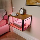 Nachttisch Hängend mit RGB LED-Beleuchtung, Nachtkästchen Schwebend...