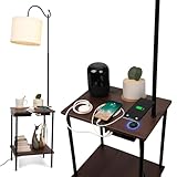 JCPYIUL Stehlampe Schwarz mit Tisch, Stehlampe Wohnzimmer Industrial...