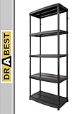 DRABEST - Kunststoffregal - mit 5 Ablagen - 180 cm hoch, 74 cm breit -...