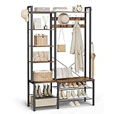 VASAGLE Garderobenständer mit Schuhbank, Garderobe, 5 Regalebenen aus...