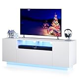 WLIVE TV-Schrank LED für Fernseher bis zu 55 Zoll, TV Lowboard mit...