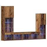 vidaXL TV-Schränk mit LED-Lichtleisten 4 pcs Altholz Holzwerkstoff,...