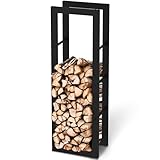 holz4home® Kaminholzregal aus Metall Schwarz I 125x25x40 cm I...