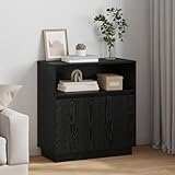 IBUQDDV LED Sideboard Schwarz Eiche 71x34,5x75 cm Holzwerkstoff mit...