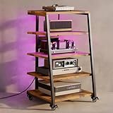 Vrietina 5-stufiger HiFi Rack mit Rädern, Plattenspieler Tisch mit...
