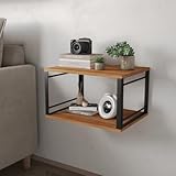 BYNYXI Schwebender Nachttisch, Offener Nachttisch mit Beleuchtung...