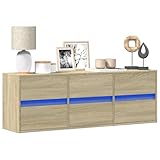 WEMYUFURN TV-Wandschrank mit LED-Beleuchtung Sonoma-Eiche...