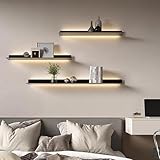 LED-Wandregal mit Lichtern, schwarz, 40 cm, Wandmontage, für...