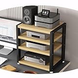 HiFi-Audio-Regal mit 3 Ebenen, Holz, Stereo-Ständer, Eck-Medienturm...