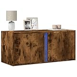 WEMYUFURN TV-Wandschrank mit LED-Beleuchtung Räuchereiche tv Regal...