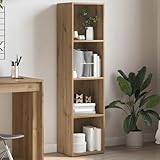 QJBSAVVA Bücherregal aus Holzwerkstoff in Artisan-Eiche, schmales...