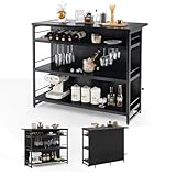 KOMFOTTEU 2 in 1 Bartisch mit stauraum, Barschrank Hausbar mit 4...