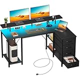 Rolanstar Schreibtisch mit 4 Schubladen & 3 Ablagen, Computertisch mit...