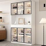 Curio Vitrine mit Licht, Aufbewahrungsregale mit Pop-up Glastüren, 1...
