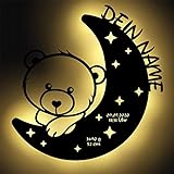 LED Nachtlicht Bär auf Mond mit Name personalisiert I Besondere...