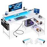Coleshome Gaming Tisch L Form mit LED&Steckdosen, 120x80cm...