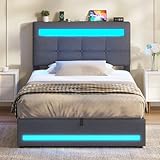 AOGLLATI Polsterbett 90 x 200 mit LED Beleuchtung und Ladestation,...