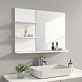 Heilmetz Badspiegel mit 3 Ablagen Wandspiegel mit Regal...