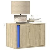 ULUYYUC Wand-Nachttisch Sonoma-Eiche mit RGB LED Beleuchtung 50x31x35...