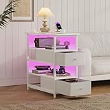 Nachttisch mit LED , kommode mit Ladestation, aufbewahrungsschrank,...