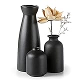 CEMABT Schwarz Keramik Vasen 3er-Set Kleine Blumenvasen für Dekor,...