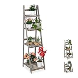 Relaxdays Blumentreppe, 4-stufig, Blumenleiter Holz, klappbar,...