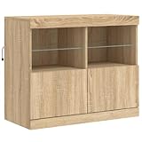 Eleganz Sideboard Sonoma Eiche 81x37x67 cm - Kommode mit LED...