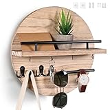 Dxiunove Schlüsselboard Vintage Holz mit Ablage Schlüsselbrett Rund...