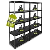 Kreher® 2 x XL Schwerlastregal Kunststoff - 85x40,5x185 cm - 5...