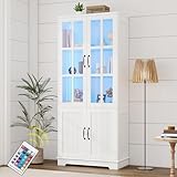 LUXOAK 180.3 cm LED Aufbewahrungsschrank Vitrine mit Tür &...