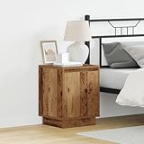 Youuihom Nachttisch aus Naturholz mit LED Beleuchtung 39x34.5x50 cm...