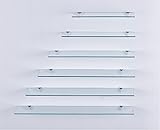 Euro Tische 60cm Glas Wandregal Klarglas, Glas Regal für Badezimmer,...