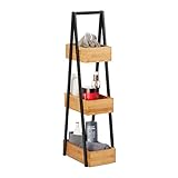Relaxdays Badregal Bambus, platzsparendes Leiterregal mit 3 Ablagen,...
