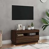 HOMEELIKE Modernes Design Regal mit RGB LED Beleuchtung Braun Eiche...