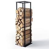 VOUNOT Kaminholzregal Metall 33 x 33 x 112 cm, Brennholzregal mit...