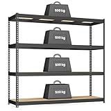 SONGMICS Schwerlastregal, Standregal, 4 Ablagen aus 8 mm dickem MDF,...