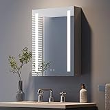 Dripex Spiegelschrank Bad mit Beleuchtung, Glasablage und Steckdose,...