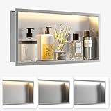 Bernkot Wandnische Dusche Edelstahl mit LED,Duschnische mit...