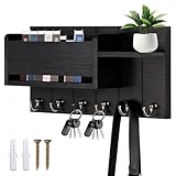 SJDOFU Schlüsselbrett Holz mit Ablage, Schlüsselhalter mit 6...