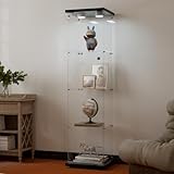 AUFHELLEN Glasvitrine Standvitrine mit LED in Schwarz, 164x42.5x36.5CM...