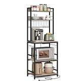 VASAGLE Küchenregal, Standregal mit Steckdosen, Mikrowellen-Regal,...