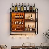 YOURLITE Weinregal Wand, Bar Regal Wand mit LED-Licht, Schwebende...