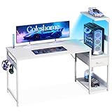 Coleshome Gaming Tisch mit LED-Beleuchtung,138×48cm Gaming...
