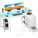 Rolanstar Schreibtisch mit 4 Schubladen & 3 Ablagen, Computertisch mit...