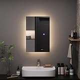 Vicco Badezimmerspiegel Miral, Glas, 40 x 60 cm mit Backlight...