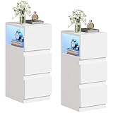 YITAHOME Nachttisch, schmaler Beistelltisch mit Schubladen und...