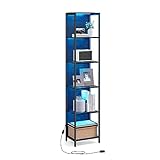 VASAGLE LED Bücherregal, 6 Ebenen, Ausstellungsregal mit dimmbaren...